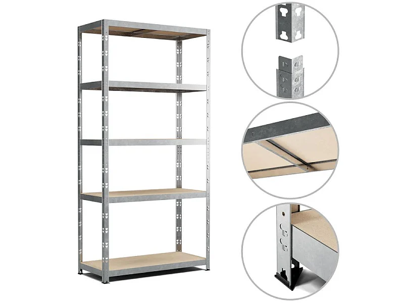 Etagère de rangement modulable et polyvalente pour atelier, garage, cave... Charge Lourde max 875kg -180x90x40cm - Gris