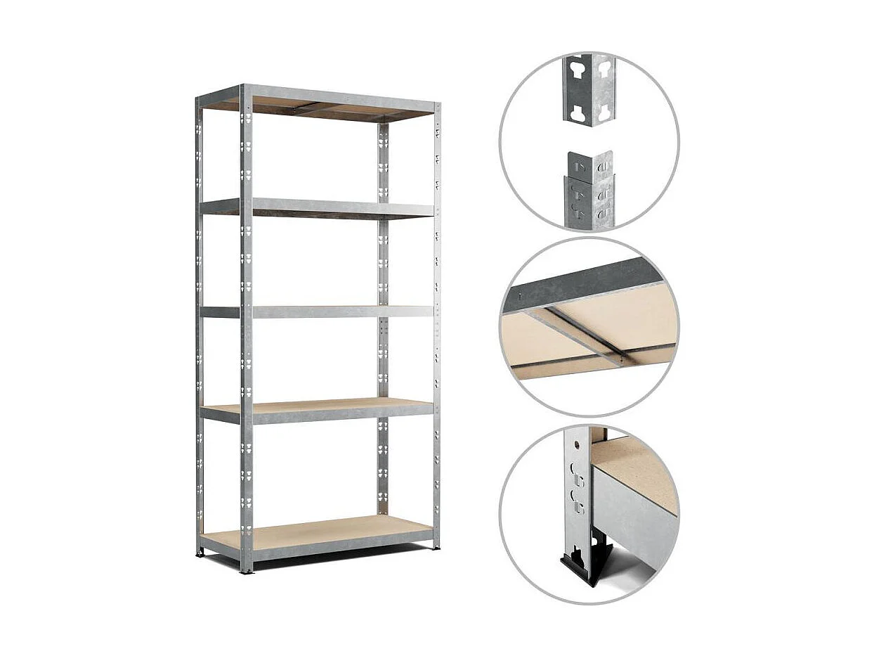 Etagère de rangement modulable et polyvalente pour atelier, garage, cave... Charge Lourde max 875kg -180x90x40cm - Gris