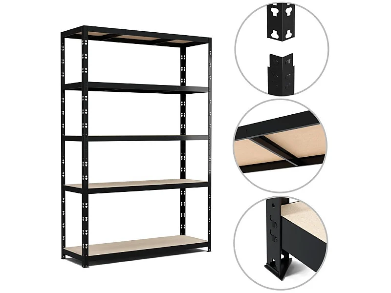 Etagère de Rangement modulable et polyvalente pour atelier, garage, cave...Charges Lourdes 180x120x40cm - Noir