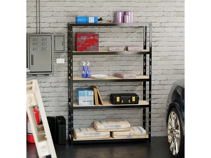 Etagère de Rangement modulable et polyvalente pour atelier, garage, cave...Charges Lourdes 180x120x40cm - Noir