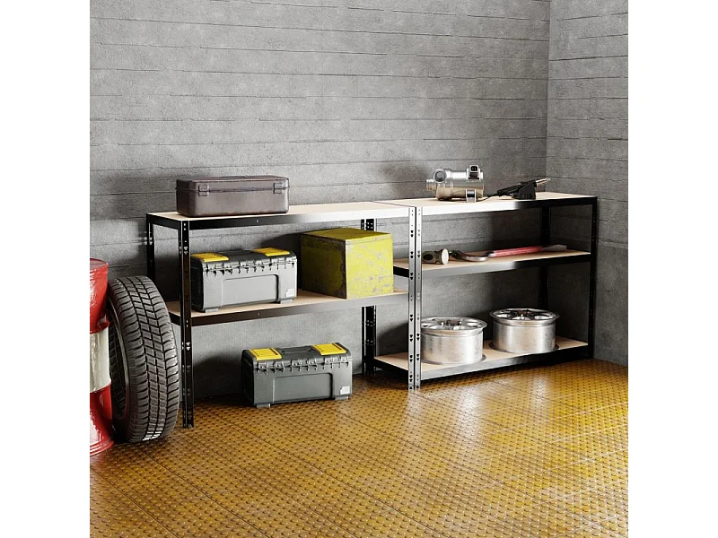 Etagère de Rangement modulable et polyvalente pour atelier, garage, cave...Charges Lourdes 180x120x40cm - Noir