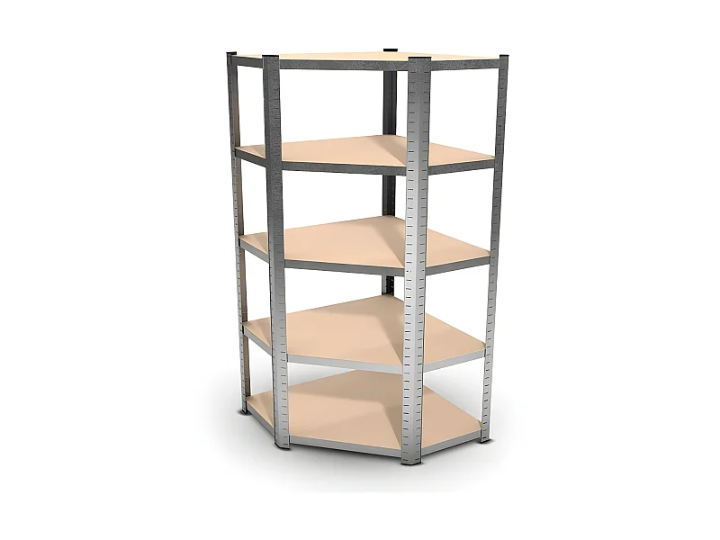Étagère d'angle polyvalente en métal - Charge lourde Max 750kg - 180 x 90 x 45 cm - Gris