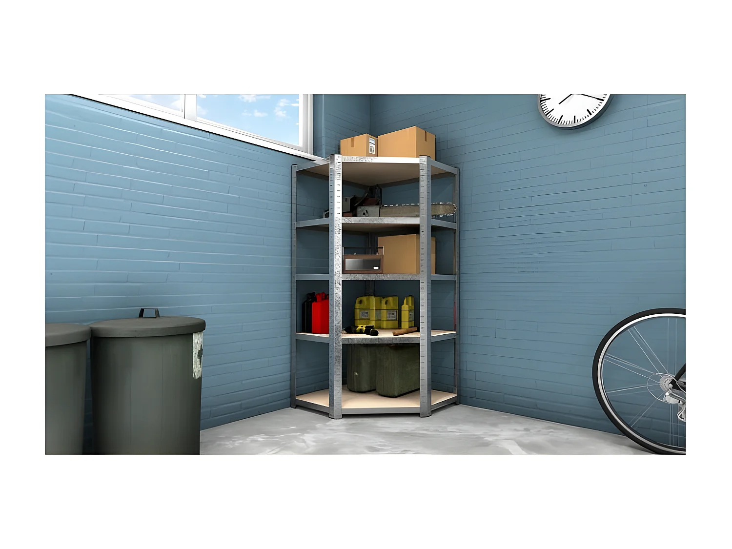 Étagère d'angle polyvalente en métal - Charge lourde Max 750kg - 180 x 90 x 45 cm - Gris