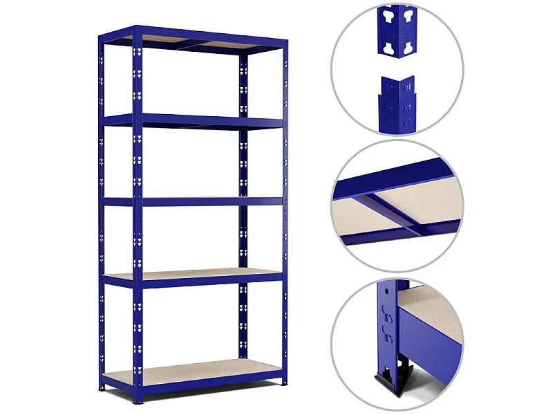 Etagère de rangement modulable et polyvalente pour atelier, garage, cave... Charge Lourde max 875kg -180x90x40cm - Bleu