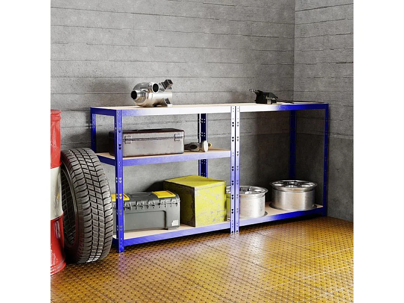 Etagère de rangement modulable et polyvalente pour atelier, garage, cave... Charge Lourde max 875kg -180x90x40cm - Bleu