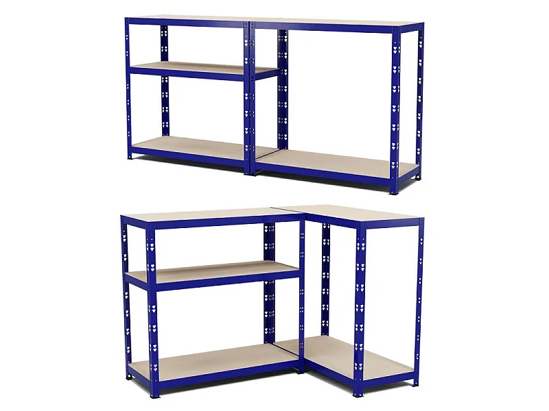 Etagère de rangement modulable et polyvalente pour atelier, garage, cave... Charge Lourde max 875kg -180x90x40cm - Bleu