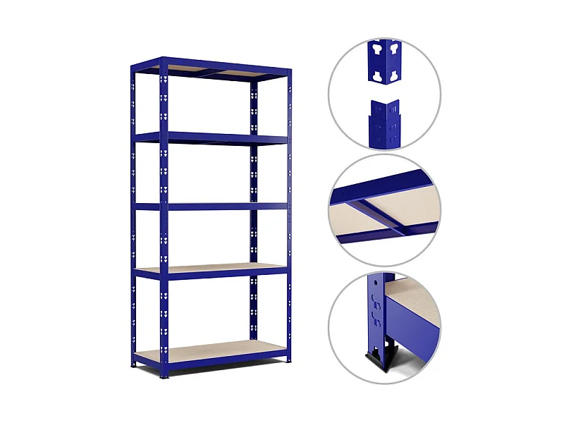 Etagère de rangement modulable et polyvalente pour atelier, garage, cave... Charge Lourde max 875kg -180x90x40cm - Bleu