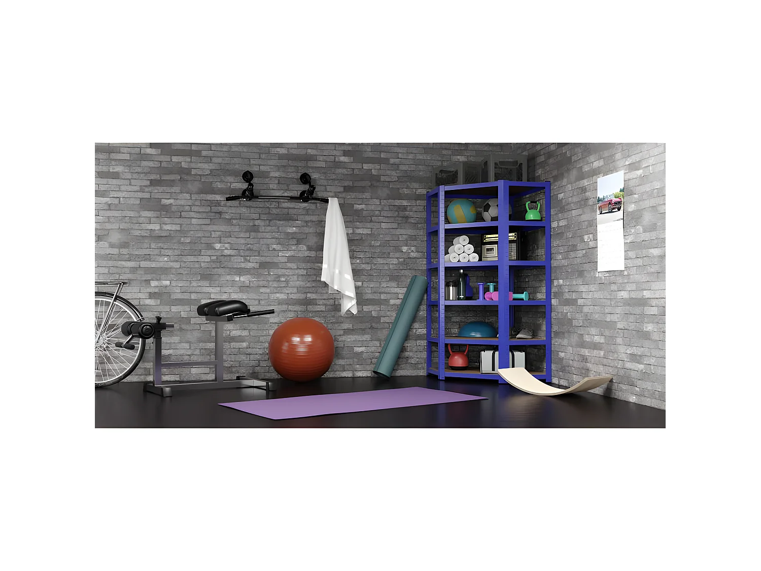 Étagère d'angle polyvalente en métal - Charge lourde Max 750kg - 180 x 90 x 45 cm - Bleu