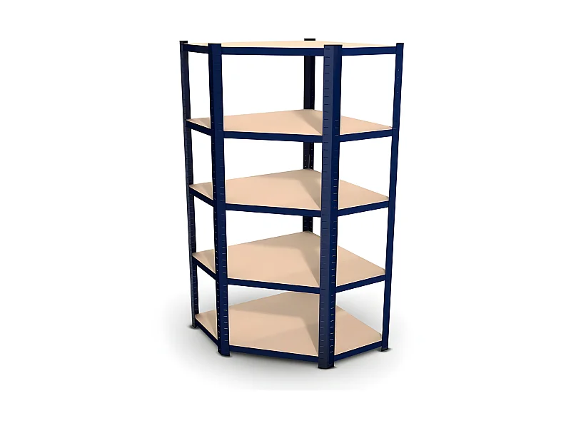 Étagère d'angle polyvalente en métal - Charge lourde Max 750kg - 180 x 90 x 45 cm - Bleu