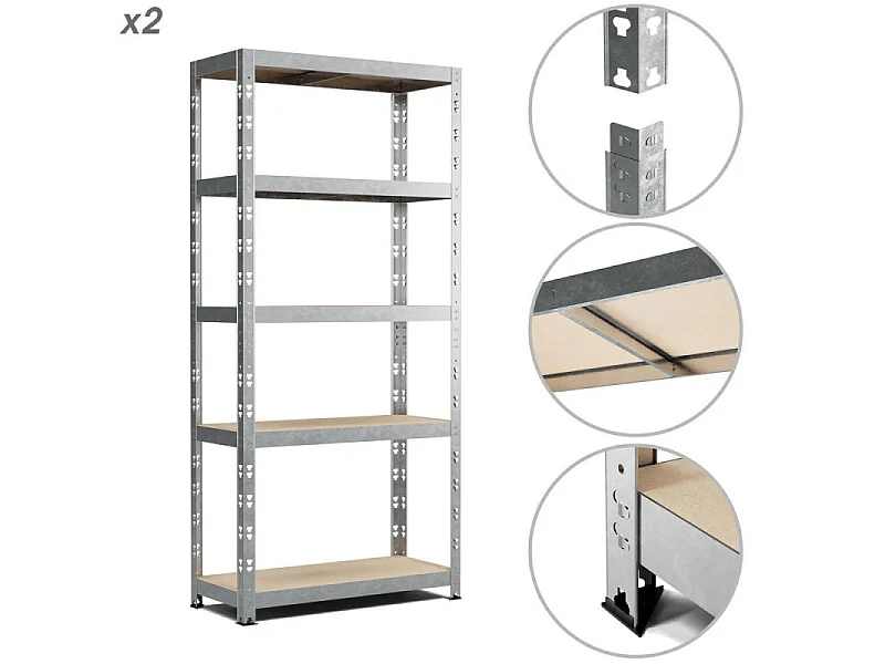 Lot de 2 Etagères de rangement modulables et polyvalentes pour atelier, garage, cave... Charge Lourde max 500kg x2