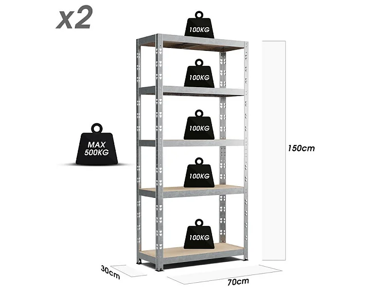 Lot de 2 Etagères de rangement modulables et polyvalentes pour atelier, garage, cave... Charge Lourde max 500kg x2