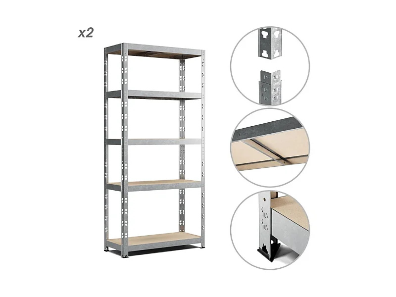 Lot de 2 Etagères de rangement modulables et polyvalentes pour atelier, garage, cave... Charge Lourde max 500kg x2