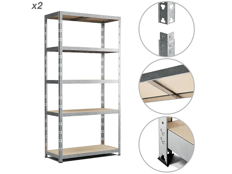 Lot de 2 Etagères de rangement modulables et polyvalentes pour atelier, garage, cave... Charge Lourde max 875kg x2