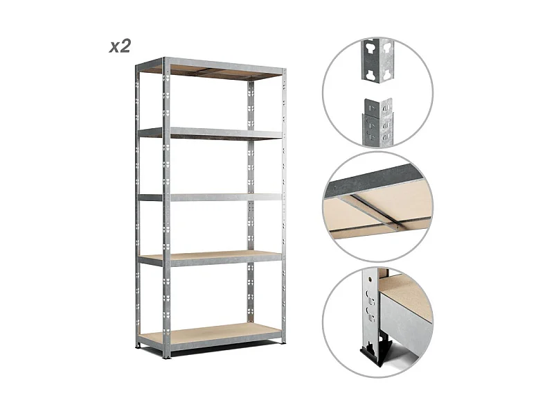 Lot de 2 Etagères de rangement modulables et polyvalentes pour atelier, garage, cave... Charge Lourde max 875kg x2