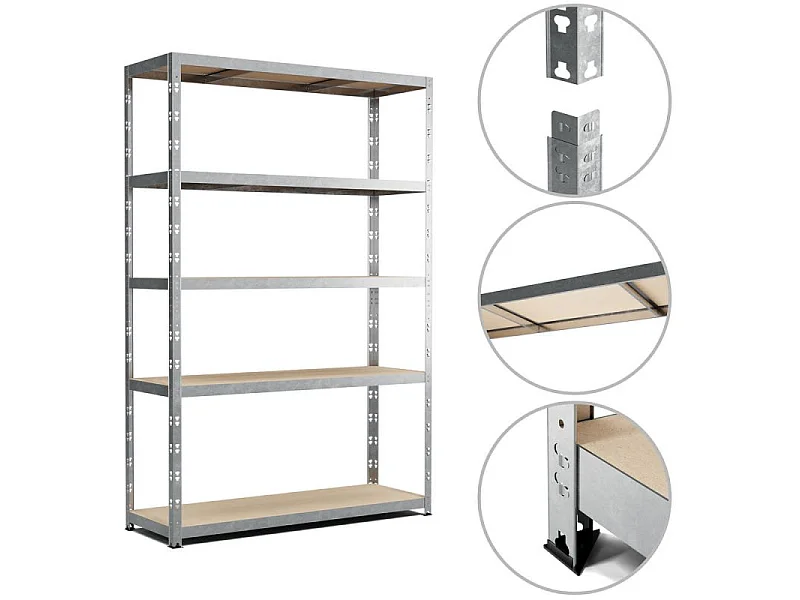 Etagère de rangement modulable et polyvalente pour atelier, garage, cave... Charge Lourde max 875kg -180x120x40cm - Gris