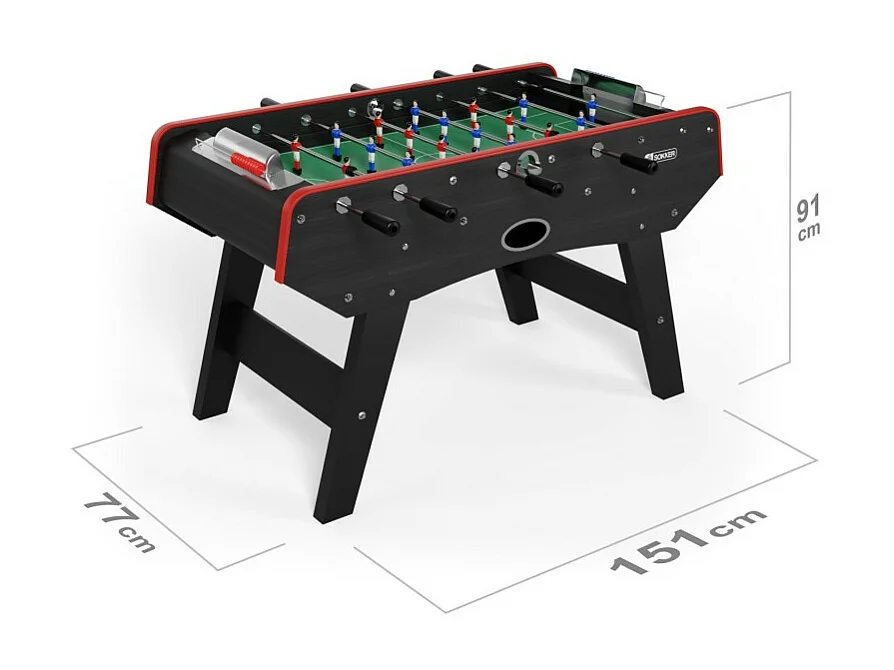 Baby-foot CLASSIC type Bistrot - 151 x 77 x 91 cm - Table de Baby-foot avec barres télescopiques et Balles Lièges Inclus