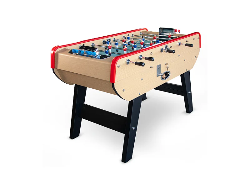 Baby-foot Olympic avec Monnayeur intégré, Barres Télescopiques et 10 Balles en Liège 149,5 x 77 x 95 cm  - Bois Clair