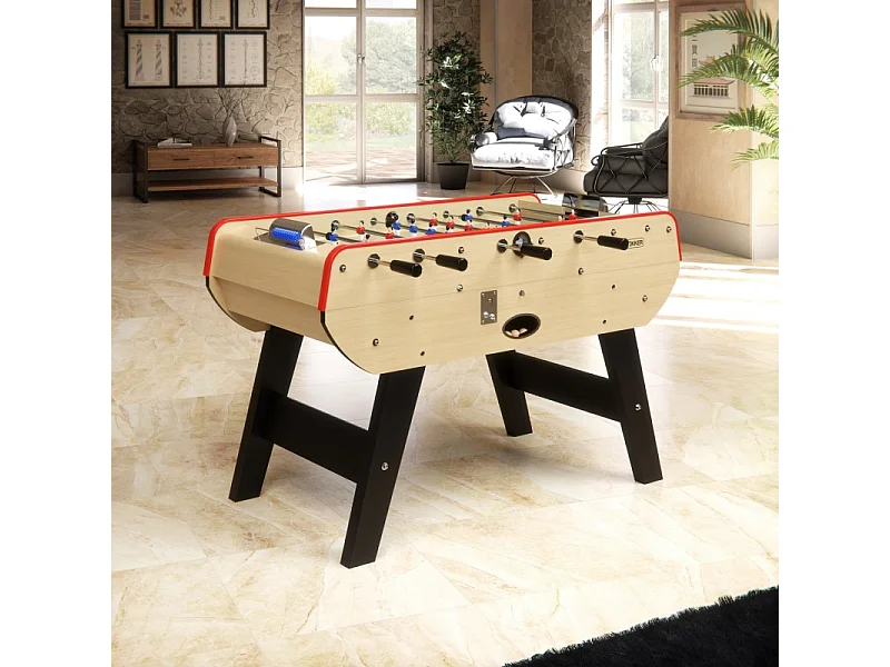 Baby-foot Olympic avec Monnayeur intégré, Barres Télescopiques et 10 Balles en Liège 149,5 x 77 x 95 cm  - Bois Clair