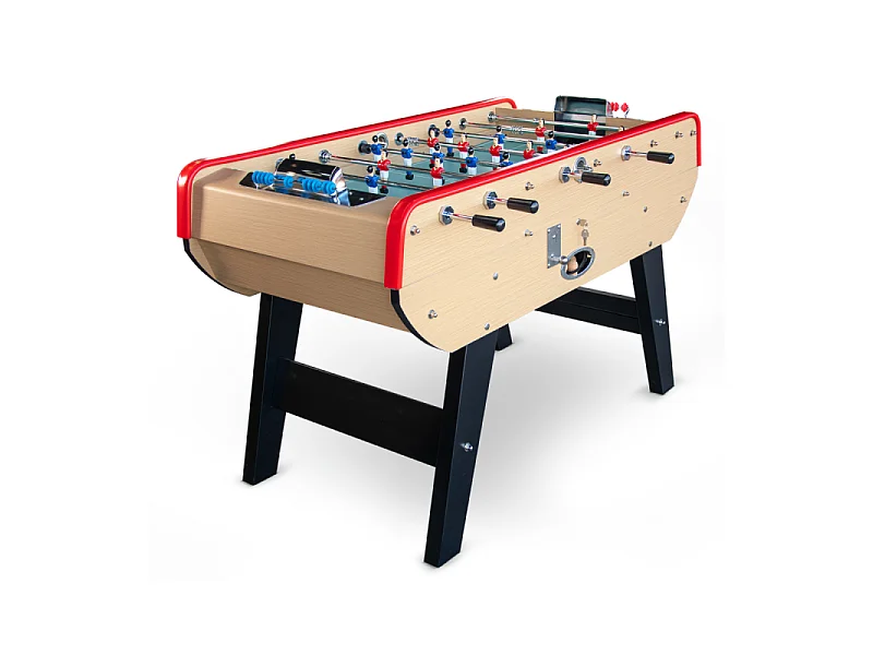 Baby-foot Olympic avec Monnayeur intégré, Barres Télescopiques et 10 Balles en Liège 149,5 x 77 x 95 cm  - Bois Clair