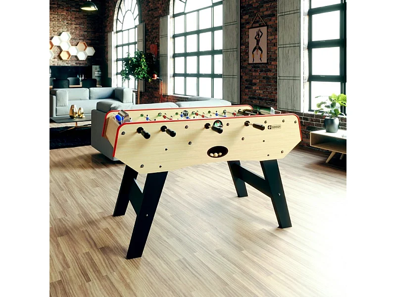 Baby-foot CLASSIC type Bistrot - 151 x 77 x 91 cm - Table de Baby-foot avec barres télescopiques et Balles Lièges Inclus