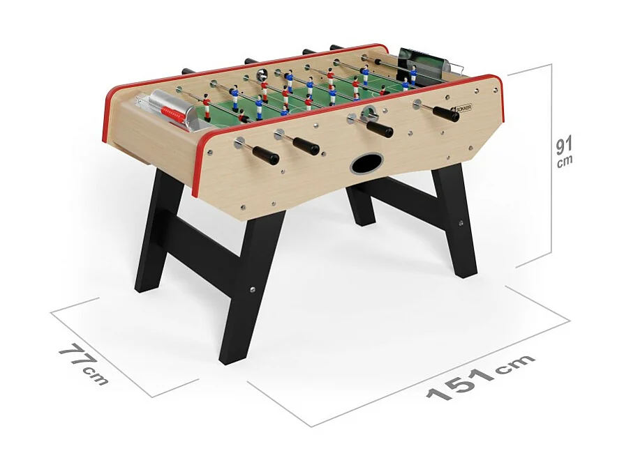 Baby-foot CLASSIC type Bistrot - 151 x 77 x 91 cm - Table de Baby-foot avec barres télescopiques et Balles Lièges Inclus