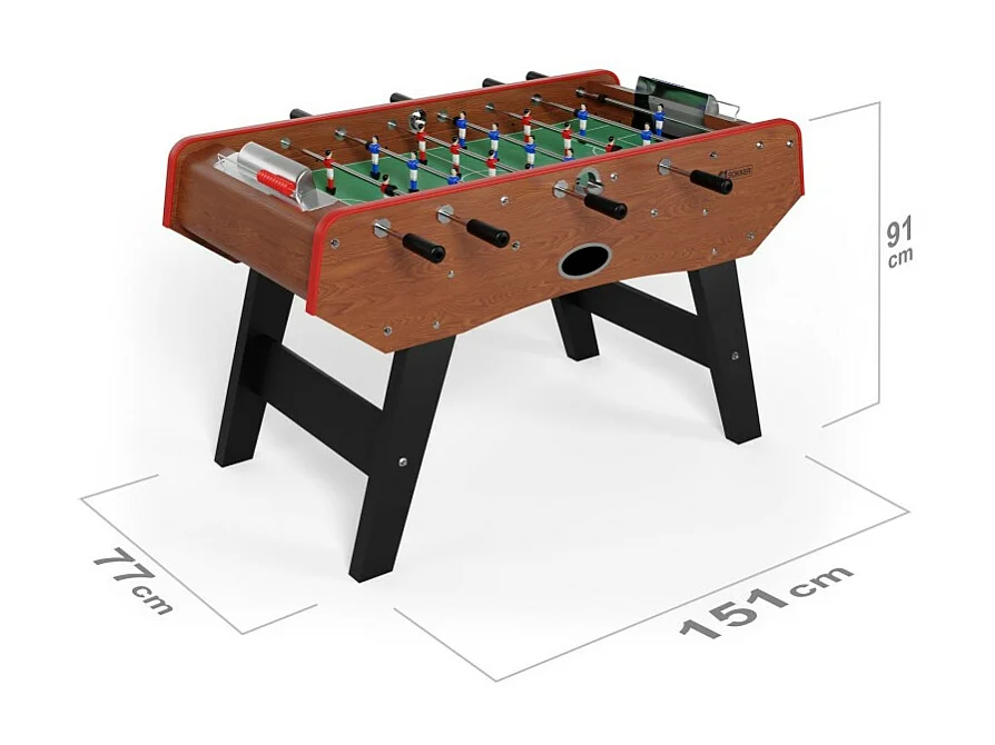 Baby-foot CLASSIC type Bistrot - 151 x 77 x 91 cm - Table de Baby-foot avec barres télescopiques et Balles Lièges Inclus