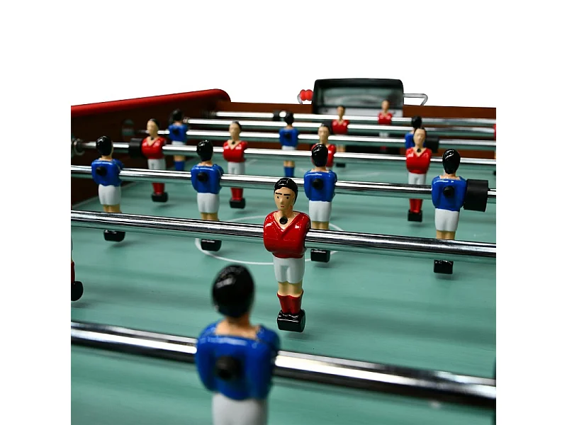 Baby-foot DELUXE type Bistrot - 151 x 77 x 91 cm - Table de Baby-foot avec barres téléscopiques et Balles Lièges Inclus