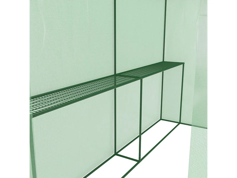 Serre de Jardin 2m² - bâche armée - avec étagères et porte zipée