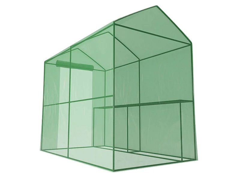 Serre de Jardin 2m² - bâche armée - avec étagères et porte zipée