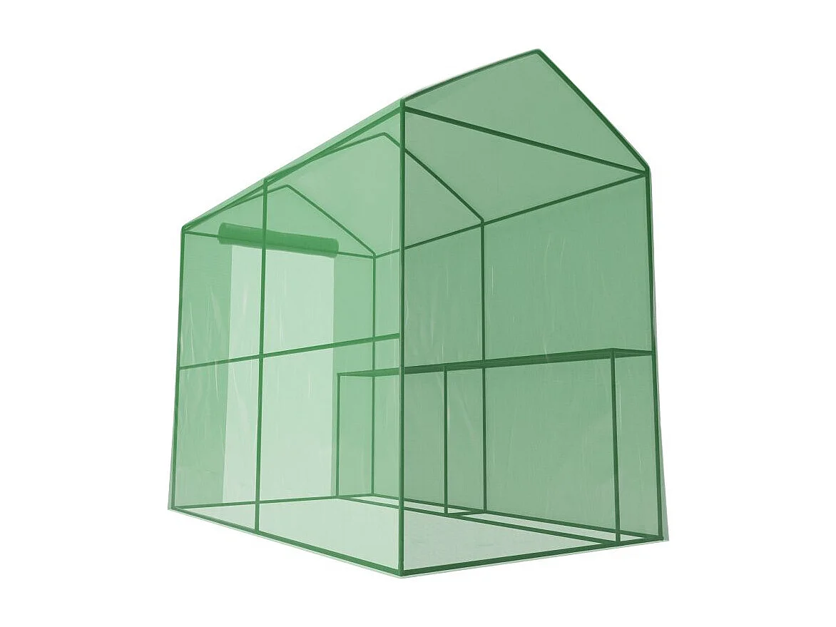 Serre de Jardin 2m² - bâche armée - avec étagères et porte zipée