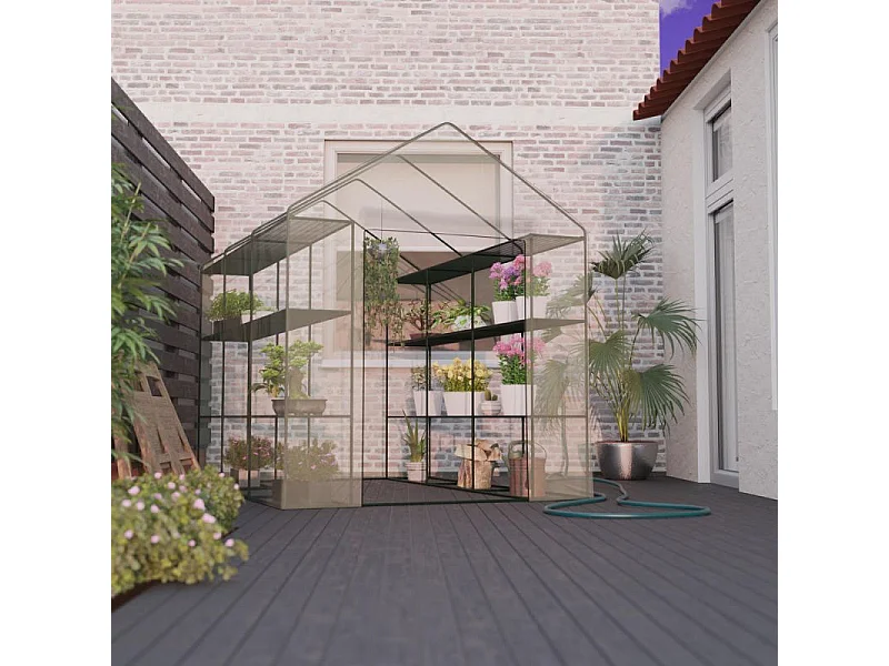 Serre de Jardin 4m² - avec étagères et porte zipée