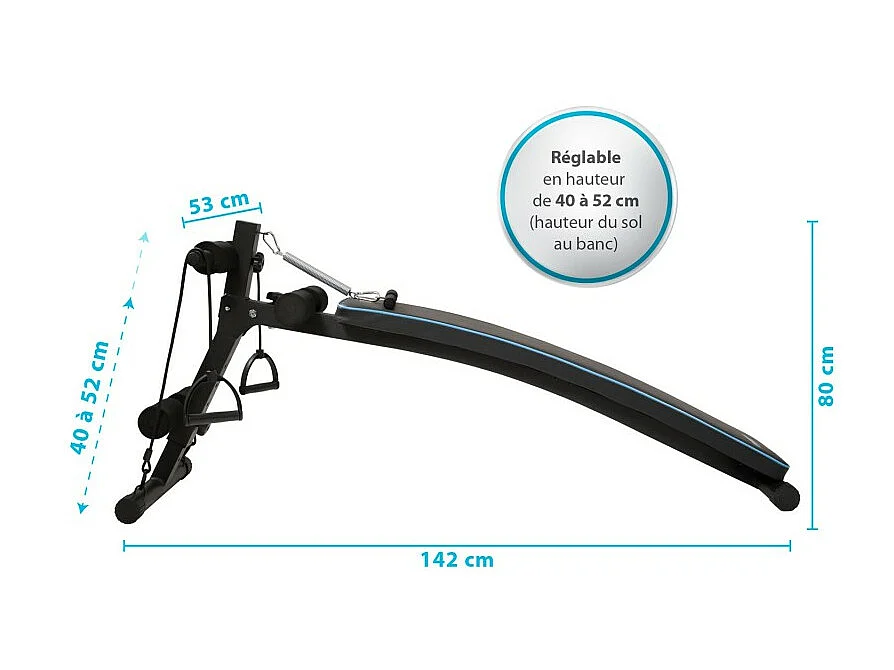 Banc de Musculation ARTEMIS Appareil de fitness multifonction avec sangles de résistance et Hauteur réglable