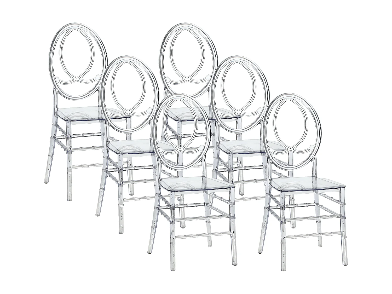 Lot de 6 chaises en polycarbonate plein - Cristal - AMALINE