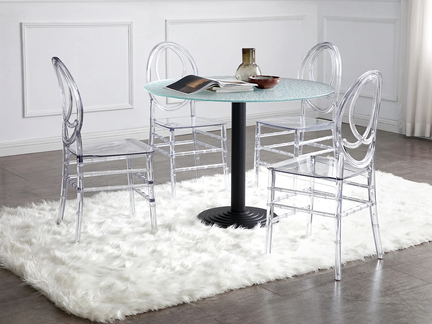 Lot de 6 chaises en polycarbonate plein - Cristal - AMALINE