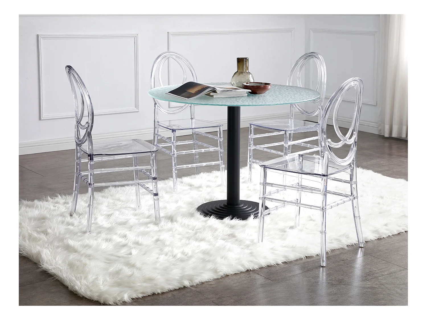 Lot de 6 chaises en polycarbonate plein - Cristal - AMALINE