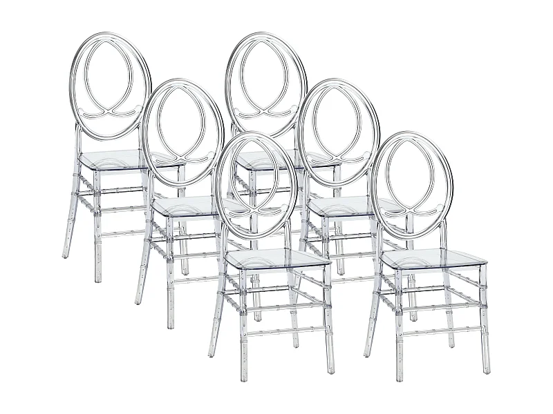 Set van 6 stoelen van vol polycarbonaat - Kristalkleurig - AMALINE