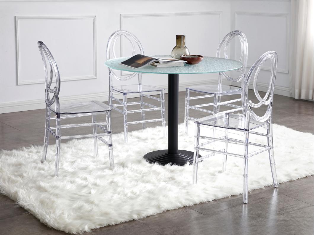 Lot de 6 chaises en polycarbonate plein - Cristal - AMALINE