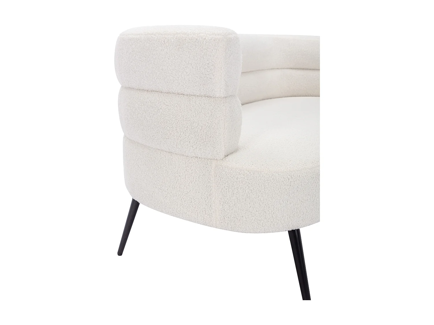 Canapé 2 places et fauteuil en tissu bouclette blanc CAMEDO