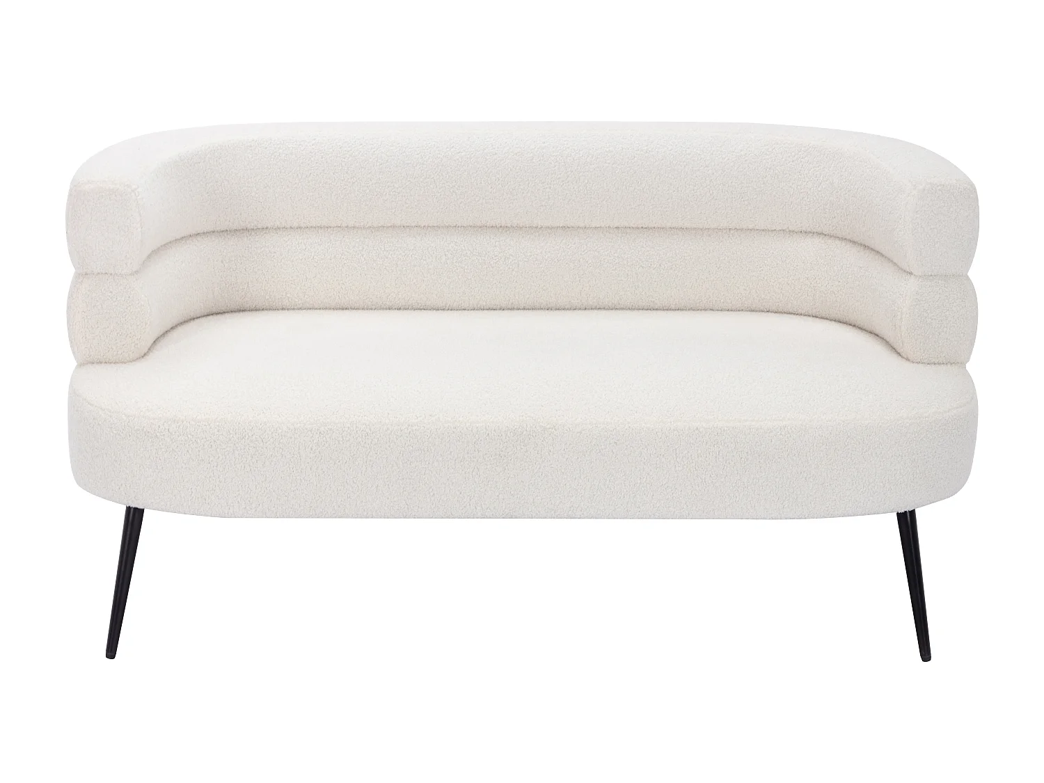Canapé 2 places et fauteuil en tissu bouclette blanc CAMEDO