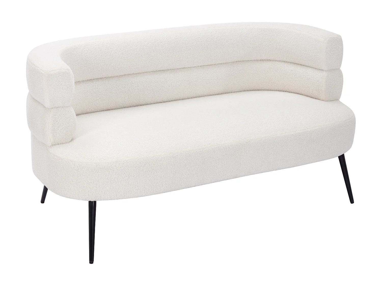 Canapé 2 places et fauteuil en tissu bouclette blanc CAMEDO