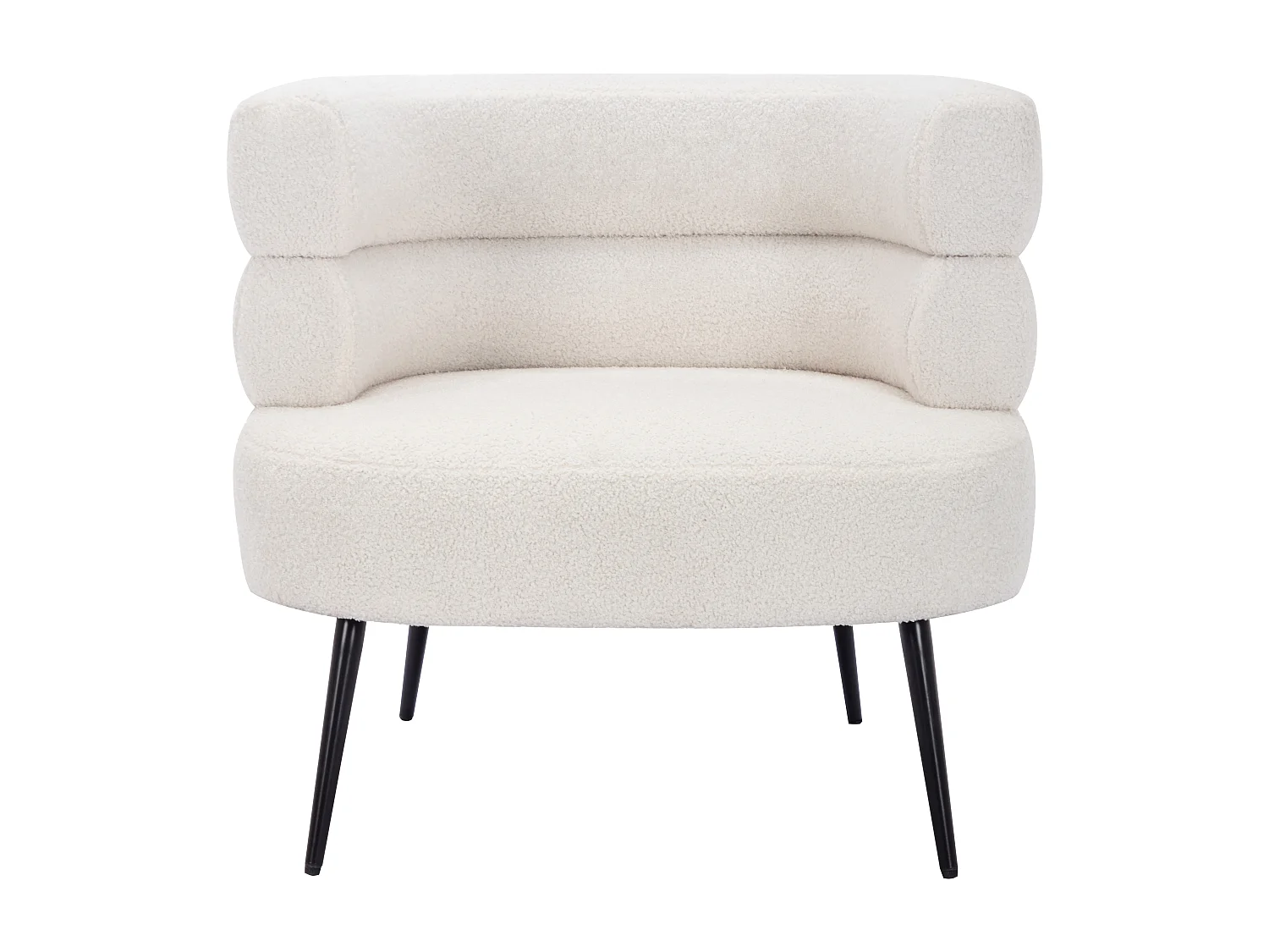 Canapé 2 places et fauteuil en tissu bouclette blanc CAMEDO