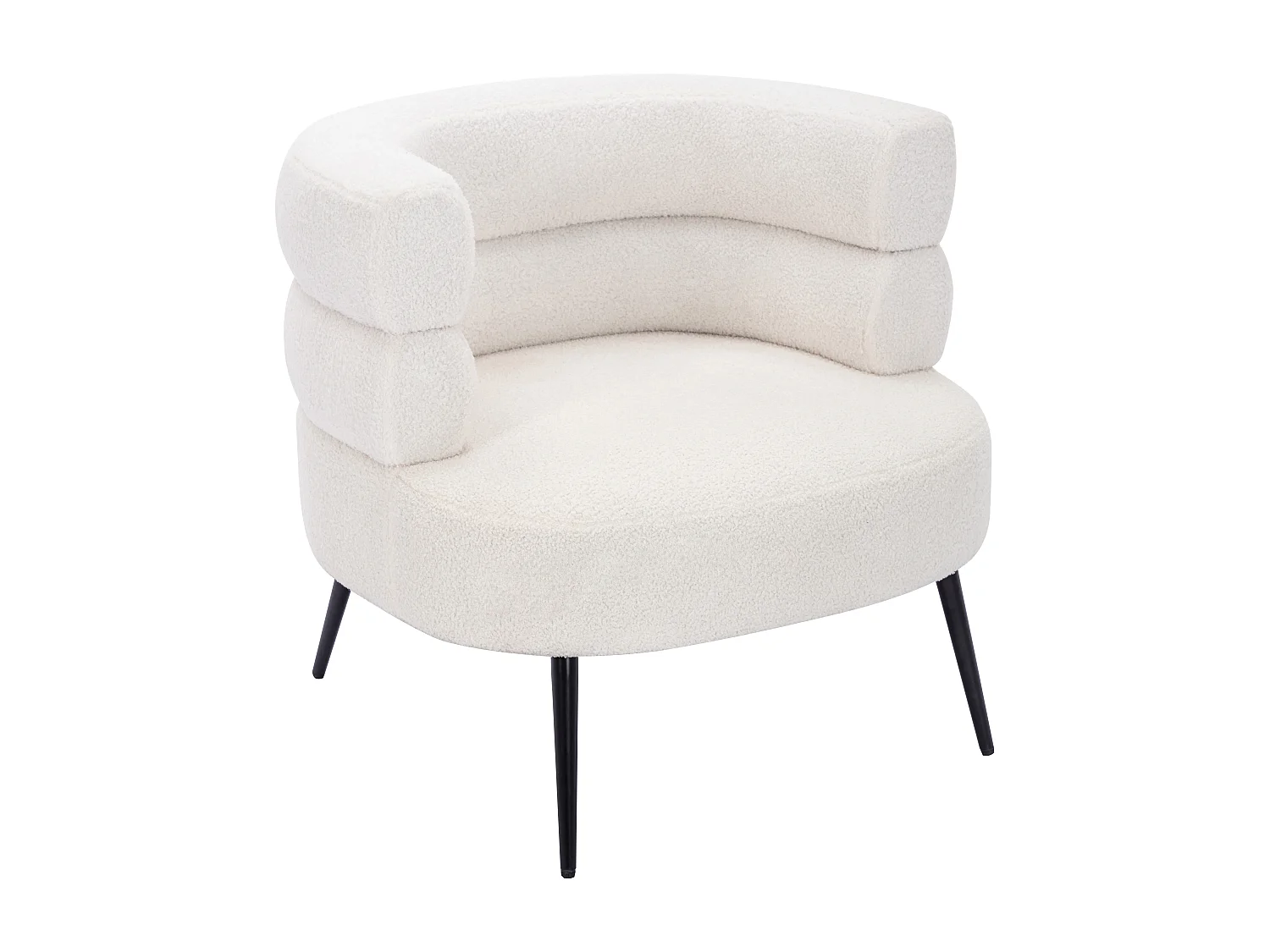Canapé 2 places et fauteuil en tissu bouclette blanc CAMEDO