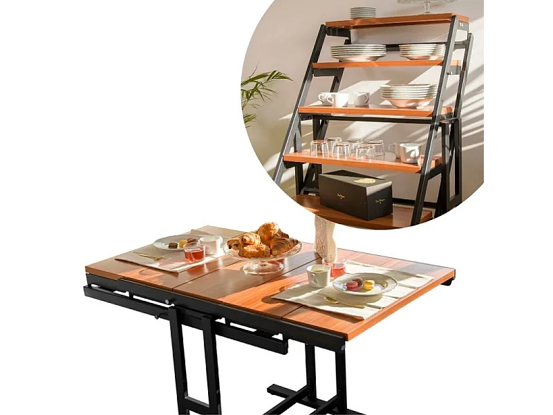 Table modulable (L120 x l78 x H77,5 cm) convertible en Etagère - style industriel
