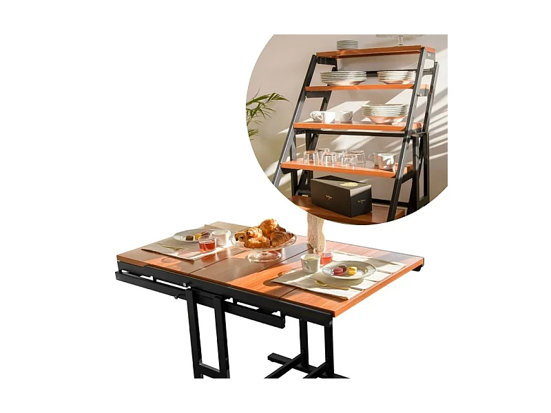 Table modulable (L120 x l78 x H77,5 cm) convertible en Etagère - style industriel