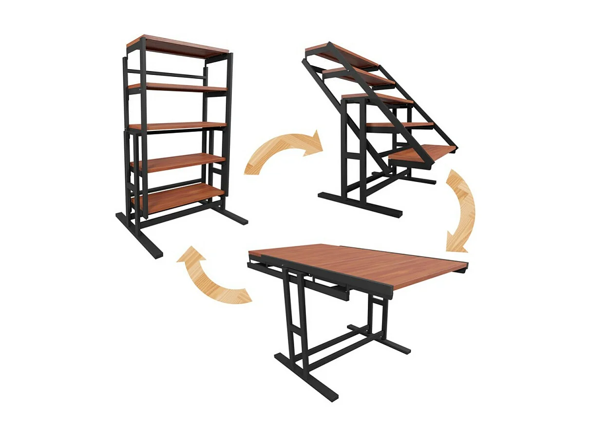 Table modulable (L120 x l78 x H77,5 cm) convertible en Etagère - style industriel