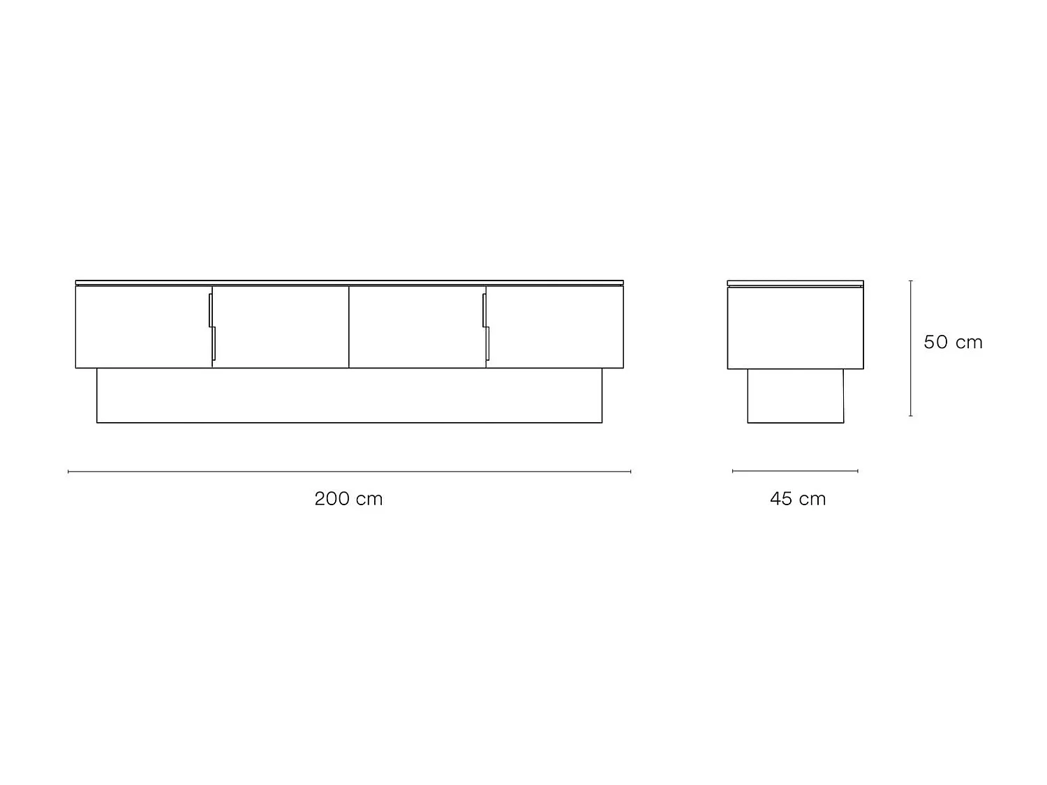 Totem - Meuble TV 4 portes en bois L200 cm - Couleur : Gris anthracite