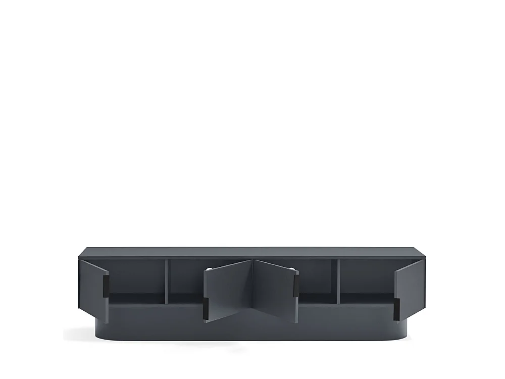 Móvel de TV 4 portas lacado cinza antracite 200x45 cm