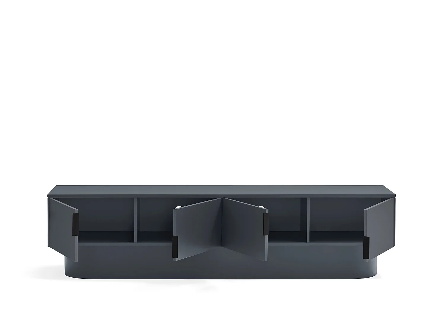 Móvel de TV 4 portas lacado cinza antracite 200x45 cm