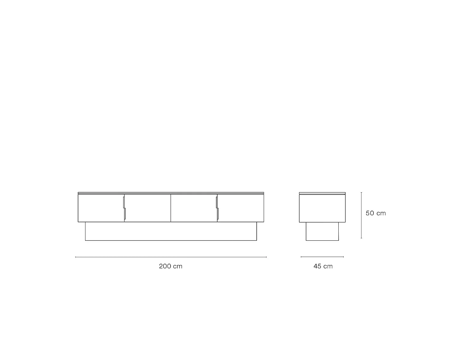 Móvel de TV 4 portas lacado cinza antracite 200x45 cm