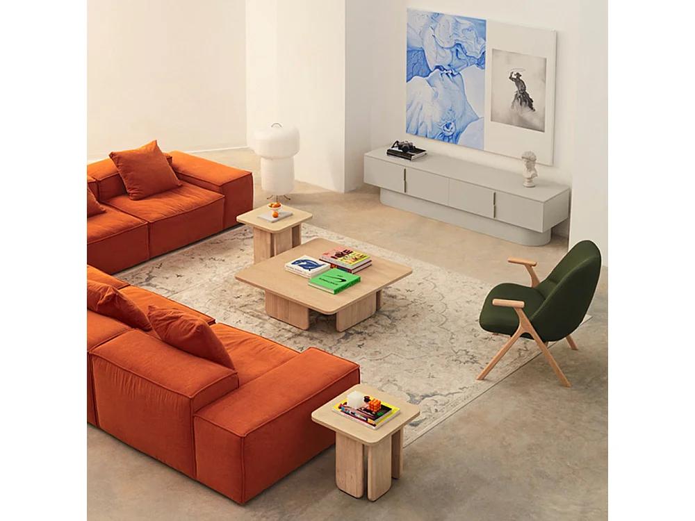 Totem - Meuble TV 4 portes en bois L200 cm - Couleur : Sable